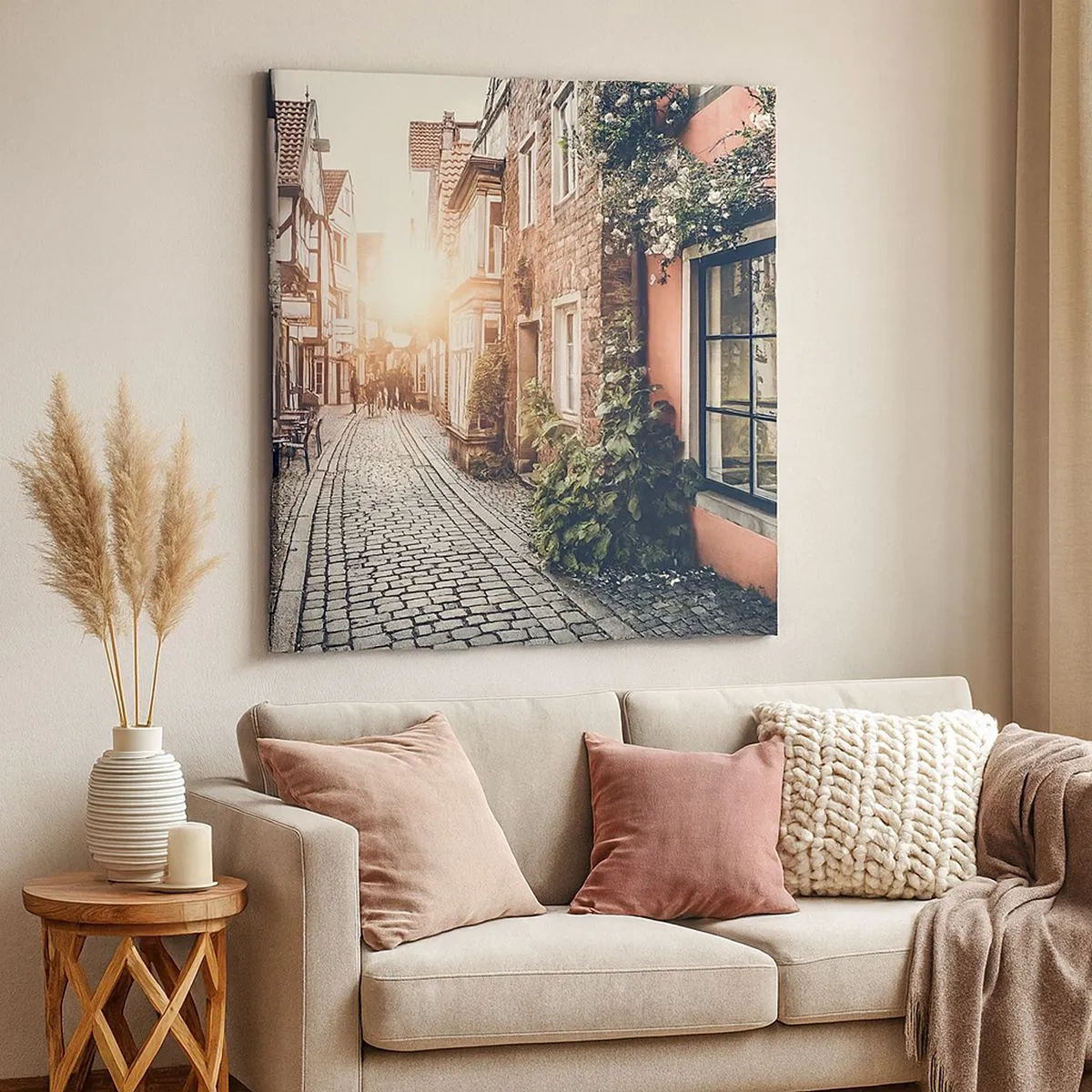 Cuadro sobre lienzo - Impresión de Imagen - El callejón de las rosas - 30x30 cm