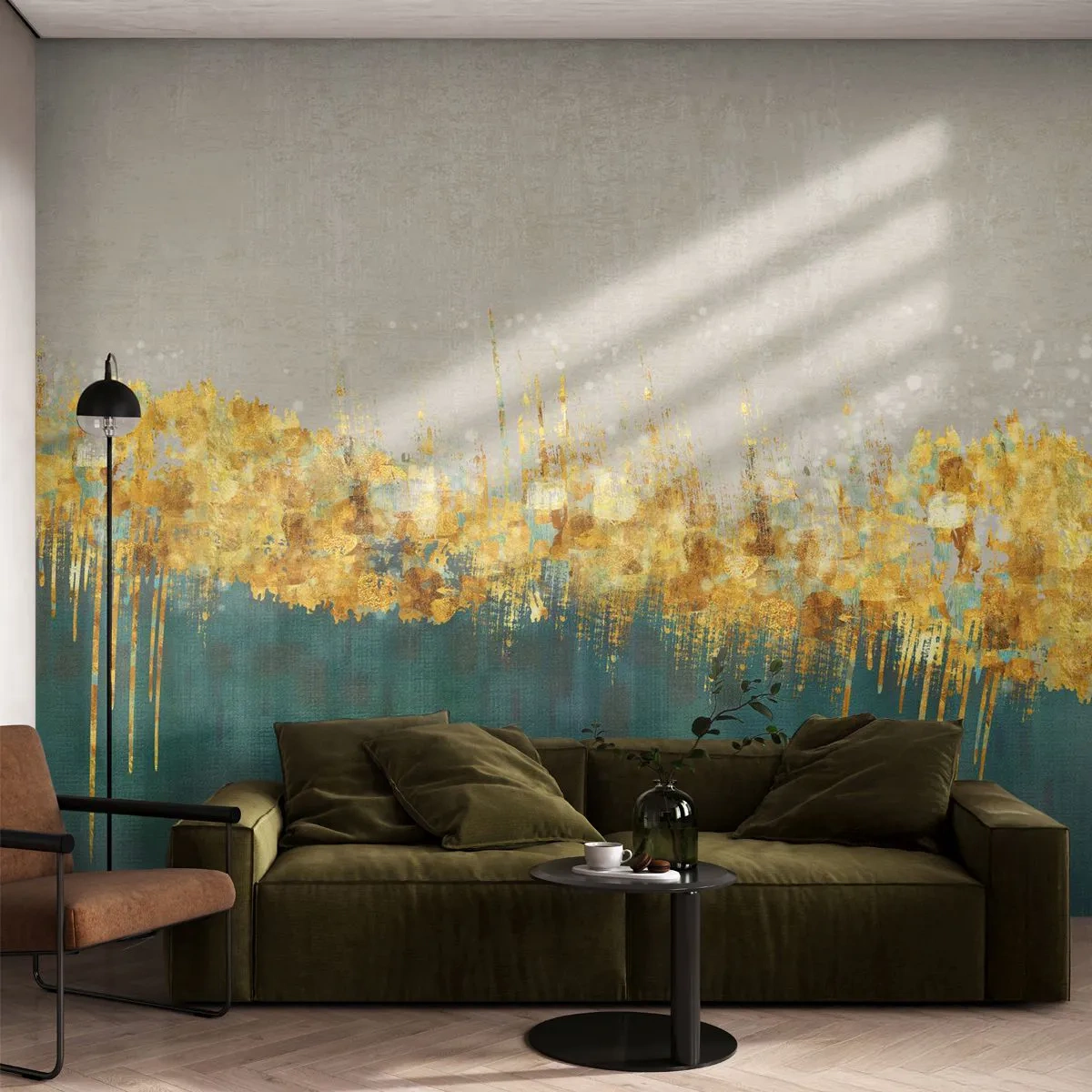 Fotomural Standard Eco - La frontera dorada - Arte deco, Pedazo, Pastel - 400x280 cm