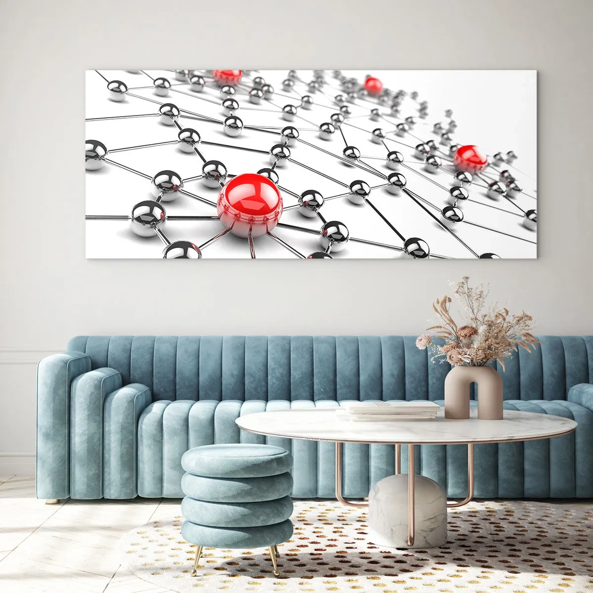 Cuadro sobre vidrio - Impresiones sobre Vidrio - Una red plateada - 100x40 cm