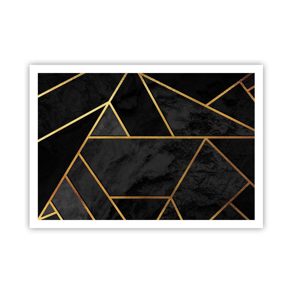 Póster - Patrón geométrico dorado sobre fondo negro - 100x70cm - Oscuridad y brillo - Decoración de pared moderna para salón y dormitorio ARTTOR