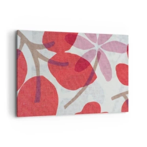 Cuadro sobre lienzo - Impresión de Imagen - Flores y hojas en tonos rojos y rosas. - 100x70cm - Composición floral en rosa - Decoración de pared moderna para salón y dormitorio ARTTOR