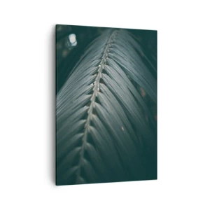 Cuadro sobre lienzo - Impresión de Imagen - Primer plano de un detalle de hoja de palma en tonos oscuros - 50x70cm - La precisión de la naturaleza - Decoración de pared moderna para salón y dormitorio ARTTOR