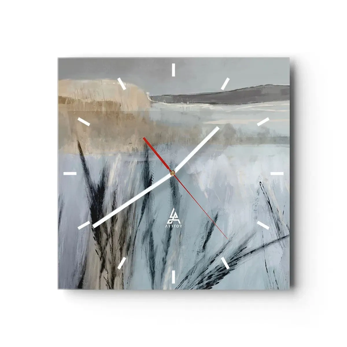 Reloj de pared - Reloj de vidrio - Campos de invierno - 40x40 cm