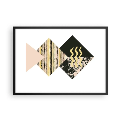 Póster en marco negro - Formas geométricas con patrones abstractos - 70x50cm - No es tan sencillo - Decoración de pared moderna para salón y dormitorio ARTTOR