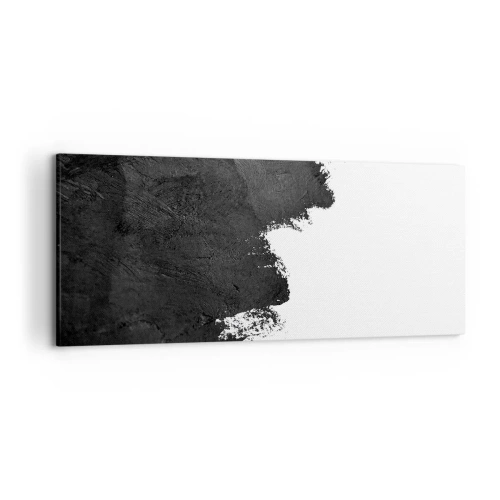 Cuadro sobre lienzo - Impresión de Imagen - Abstracción en blanco y negro con pinceladas contrastantes. - 120x50cm - Elementos: tierra - Decoración de pared moderna para salón y dormitorio ARTTOR