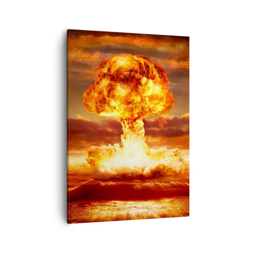 Cuadro sobre lienzo - Impresión de Imagen - Explosión de una nube de hongo con el atardecer como telón de fondo - 50x70cm - Y habrá un final - Decoración de pared moderna para salón y dormitorio ARTTOR