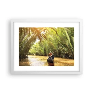 Póster en marco blanco - En un túnel de palmeras - 40x30 cm