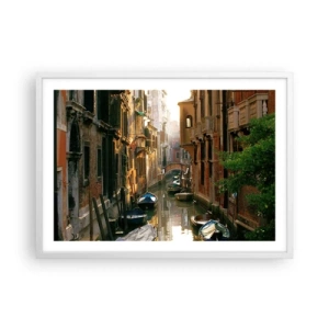 Póster en marco blanco - En un callejón veneciano - 70x50 cm