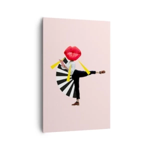 Cuadro sobre lienzo - Impresión de Imagen - Figura surrealista con boca y elementos geométricos. - 80x120cm - Arte pop surrealista - Decoración de pared moderna para salón y dormitorio ARTTOR