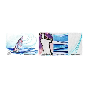 Muestra de fotomural Premium Canvas - Con el viento al ritmo de las olas - Windsurf, Deporte, Mar - 100x30 cm