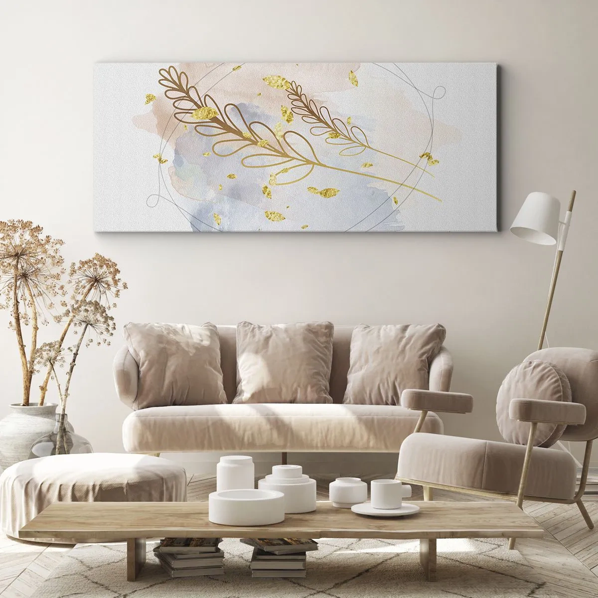 Cuadro sobre lienzo - Impresión de Imagen - Ráfaga dorada - 100x40 cm