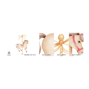 Muestra De Fotomural Standard Eco - Al trote grácil - Caballo, tiovivo, De niña - 100x30 cm