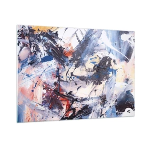 Cuadro sobre vidrio - Impresiones sobre Vidrio - Pintura abstracta en colores intensos - 100x70cm - Danza loca de la abstracción - Decoración de pared moderna para salón y dormitorio ARTTOR