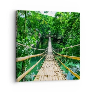 Cuadro sobre lienzo - Impresión de Imagen - Puente colgante sobre la vegetación - 30x30 cm