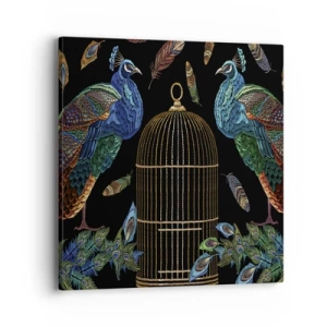 Cuadro sobre lienzo - Impresión de Imagen - Con plumajes reales - 40x40 cm