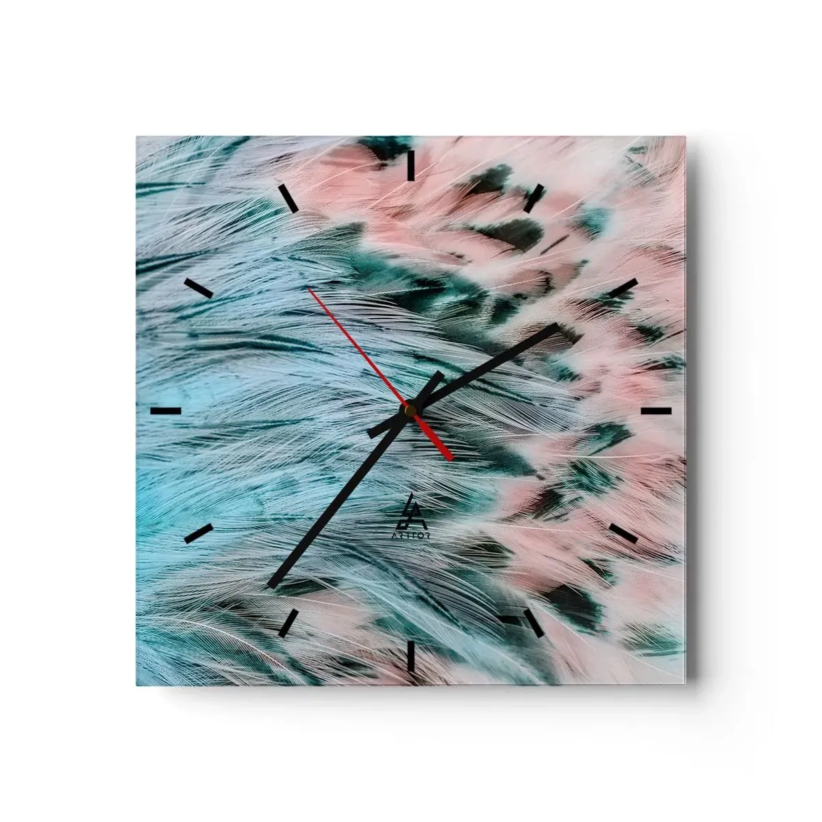 Reloj de pared - Reloj de vidrio - Suavidad rosa zafiro - 40x40 cm