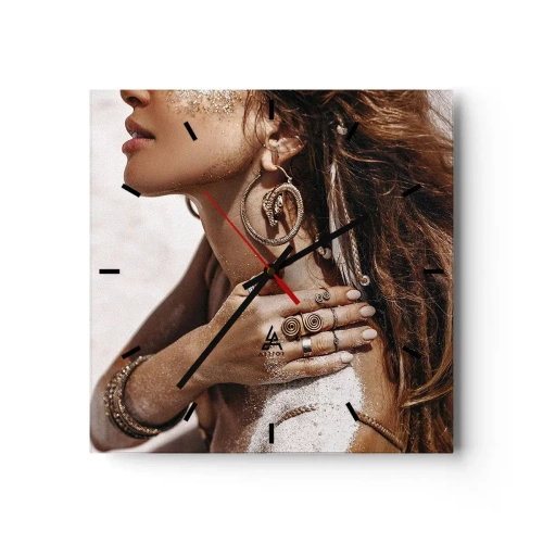 Reloj de pared - Reloj de vidrio - Reina de la playa salvaje - 40x40 cm