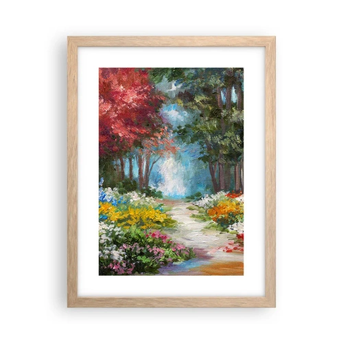 Póster en marco roble claro - Jardín forestal, bosque floral - 30x40 cm