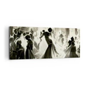 Cuadro sobre lienzo - Impresión de Imagen - Balón de estilo retro en blanco y negro. - 120x50cm - Gran mascarada - Decoración de pared moderna para salón y dormitorio ARTTOR