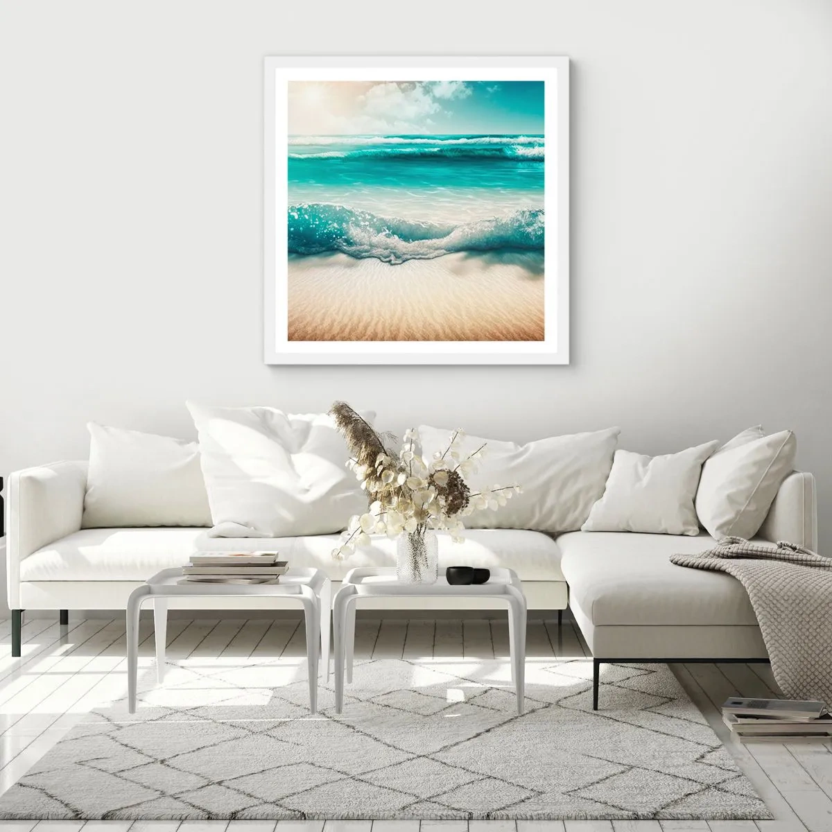 Póster en marco blanco - Calma oceánica - 50x50 cm