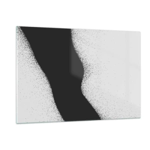 Cuadro sobre vidrio - Impresiones sobre Vidrio - Abstracción minimalista en blanco y negro con un degradado de puntos. - 120x80cm - Equilibrio suave - Decoración de pared moderna para salón y dormitorio ARTTOR