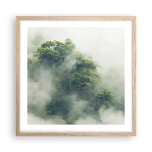 Póster en marco roble claro - Envuelto en niebla - 50x50 cm