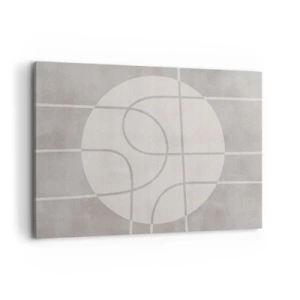Cuadro sobre lienzo - Impresión de Imagen - Patrón geométrico en tonos grises y blancos. - 100x70cm - Circular y rectilíneo - Decoración de pared moderna para salón y dormitorio ARTTOR