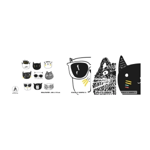 Muestra de fotomural autoadhesivo Deluxe Sticker - Cada uno diferente - Gato, Ilustración, Gráficos - 100x30 cm