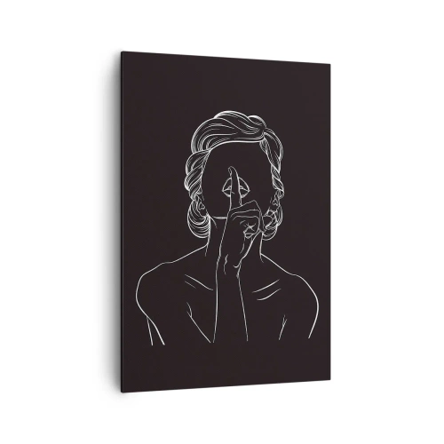 Cuadro sobre lienzo - Impresión de Imagen - Silueta minimalista de una mujer sobre un fondo negro. - 70x100cm - La belleza florece en silencio - Decoración de pared moderna para salón y dormitorio ARTTOR