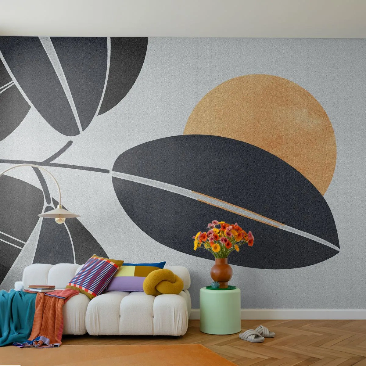 Fotomural Premium Canvas - Un día de verano caluroso - Botánica, Hojas, Minimalismo - 500x350 cm