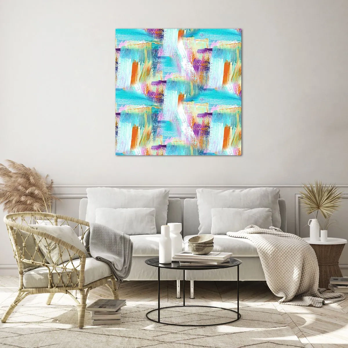 Cuadro sobre vidrio - Impresiones sobre Vidrio - Un alegre traductor de garabatos - 70x70 cm