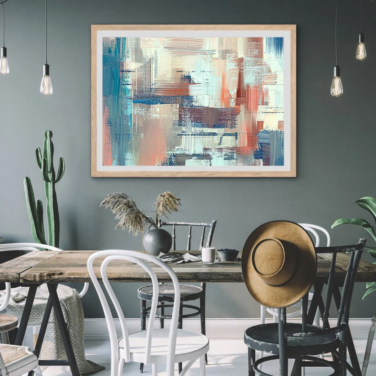 Póster en marco roble claro - Alcanzando la luz - 70x50 cm