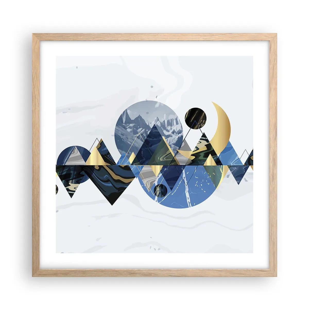 Póster en marco roble claro - Paisaje geométrico - 50x50 cm