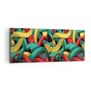 Cuadro sobre lienzo - Impresión de Imagen - Flechas abstractas en colores vibrantes que crean caos. - 120x50cm - ¿Qué camino tomar? - Decoración de pared moderna para salón y dormitorio ARTTOR