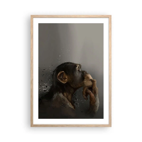 Póster en marco roble claro - La evolución del pensador - 50x70 cm