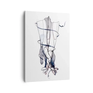 Cuadro sobre lienzo - Impresión de Imagen - Un dibujo sutil de una mano con una delicada flor. - 50x70cm - Un estudio sobre el contacto - Decoración de pared moderna para salón y dormitorio ARTTOR