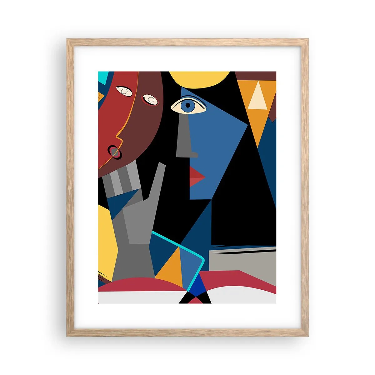 Póster en marco roble claro - Conversación cubista - 40x50 cm