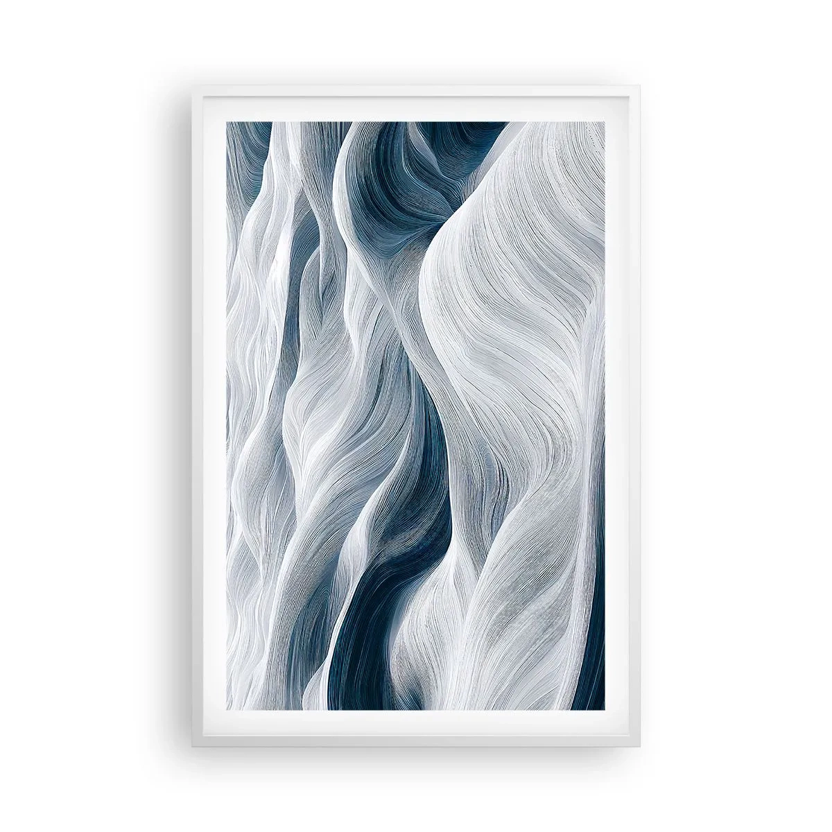Póster en marco blanco - Olas blancas y azules - 61x91 cm