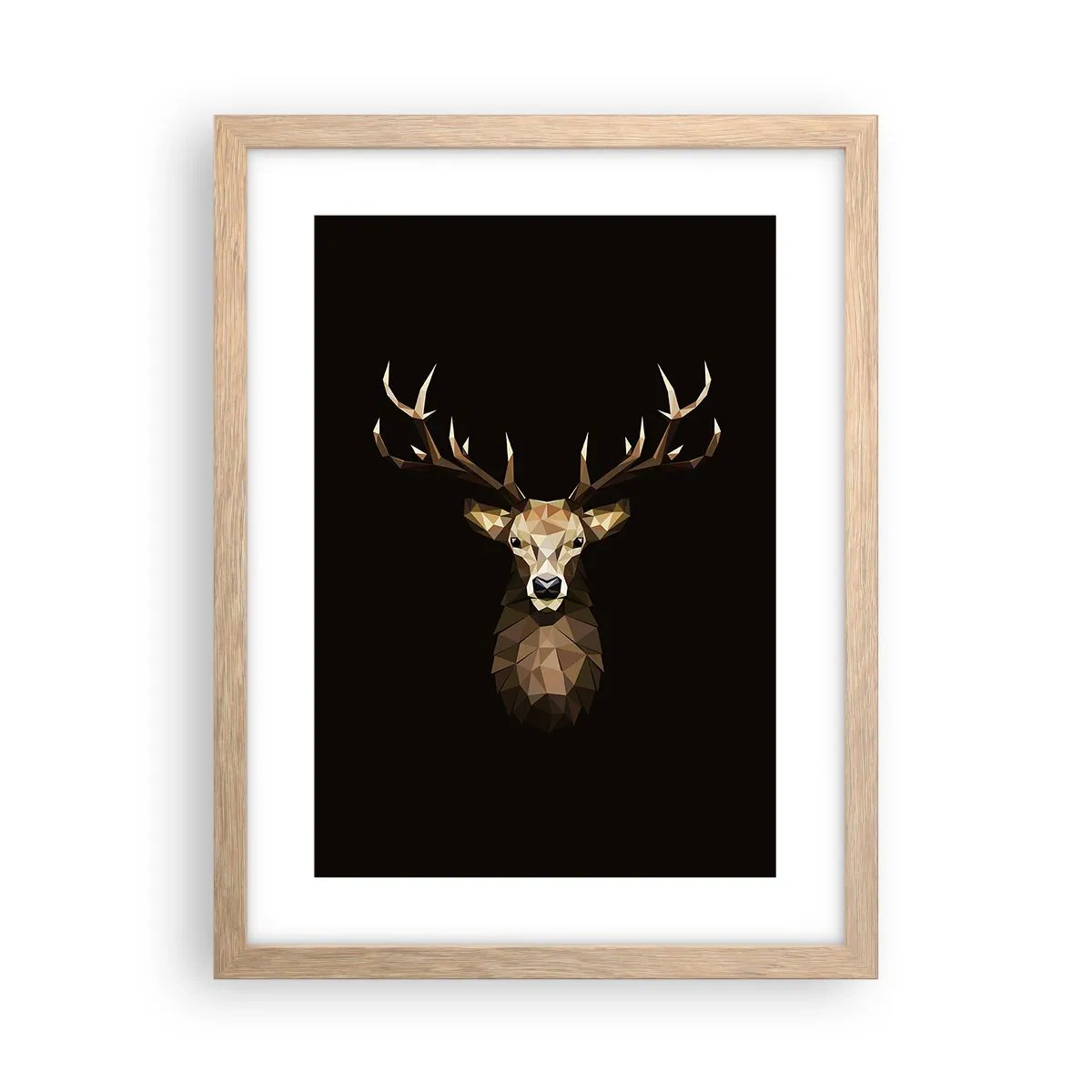 Póster en marco roble claro - Ciervo cubista - 30x40 cm
