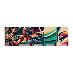 Muestra de fotomural Premium Canvas - Al ritmo del corazón - Cubismo, Pareja, Bailar - 100x30 cm