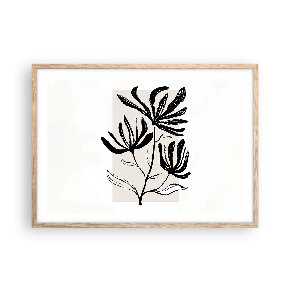 Póster en marco roble claro - Esbozo para un herbario - 70x50 cm