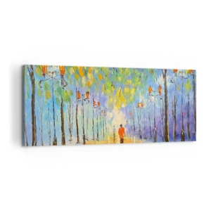 Cuadro sobre lienzo - Impresión de Imagen - La canción nocturna de la lluvia - 100x40 cm