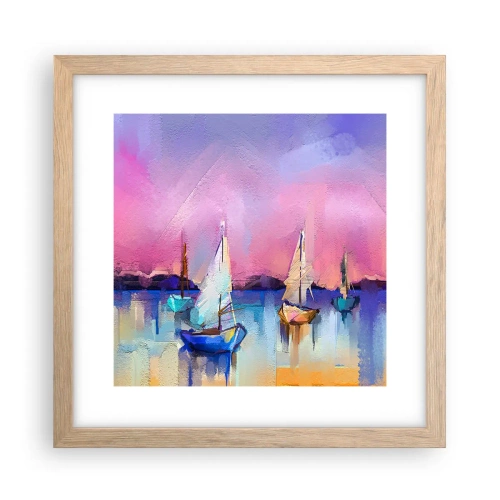 Póster en marco roble claro - Dirección alta mar - 30x30 cm