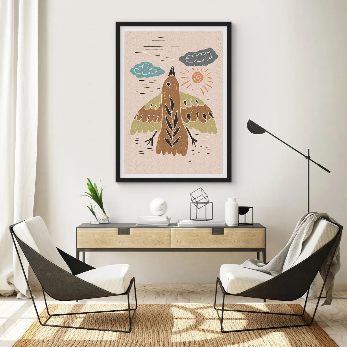 Póster en marco negro - Vuelo alegre - 61x91 cm