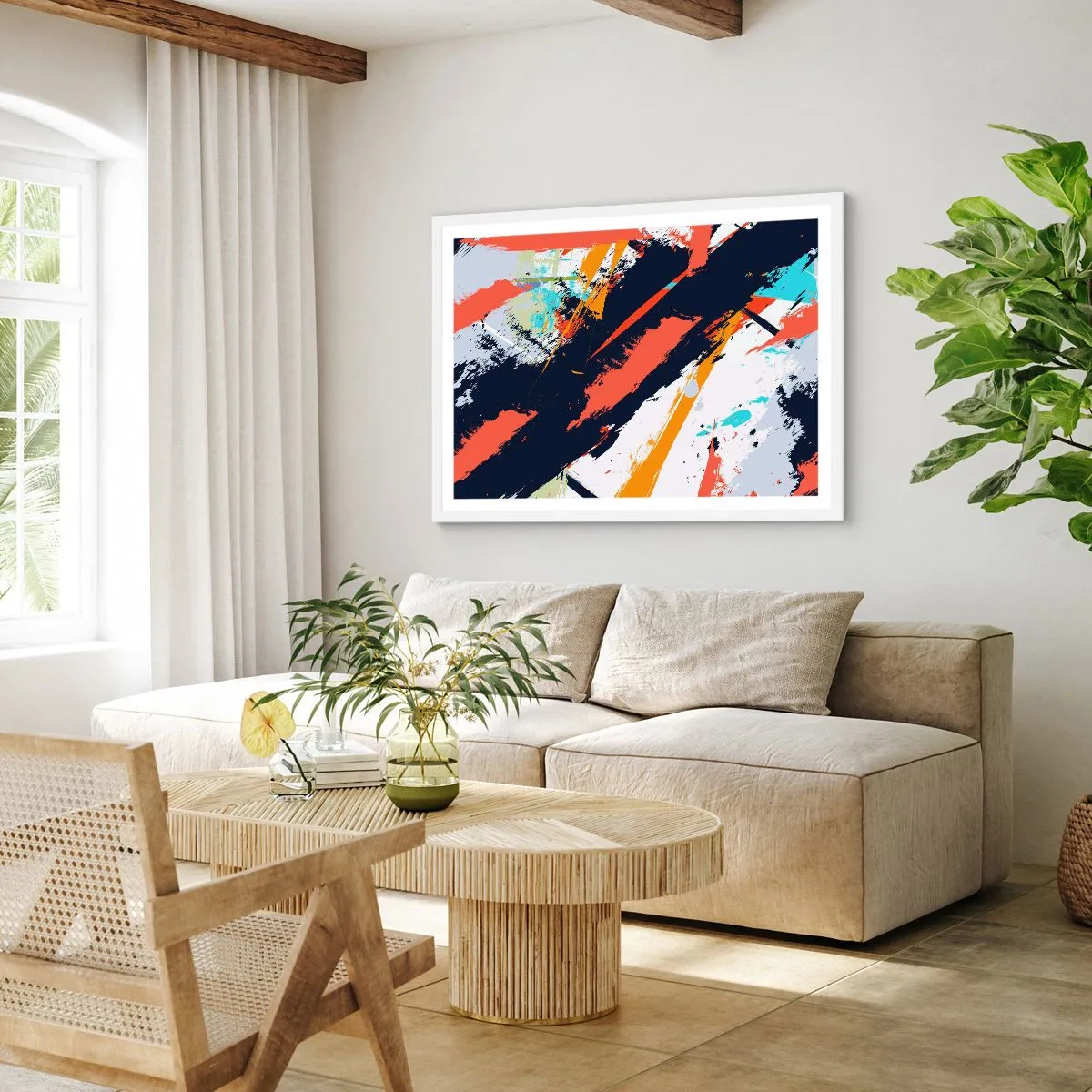 Póster en marco blanco - Composición dinámica - 40x30 cm