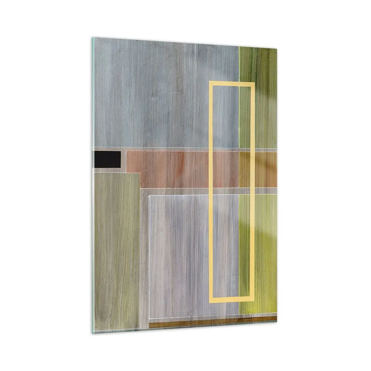 Cuadro sobre vidrio - Impresiones sobre Vidrio - Abstracción moderna con formas rectangulares y colores terrosos. - 50x70cm - Recto y tranquilo - Decoración de pared moderna para salón y dormitorio ARTTOR