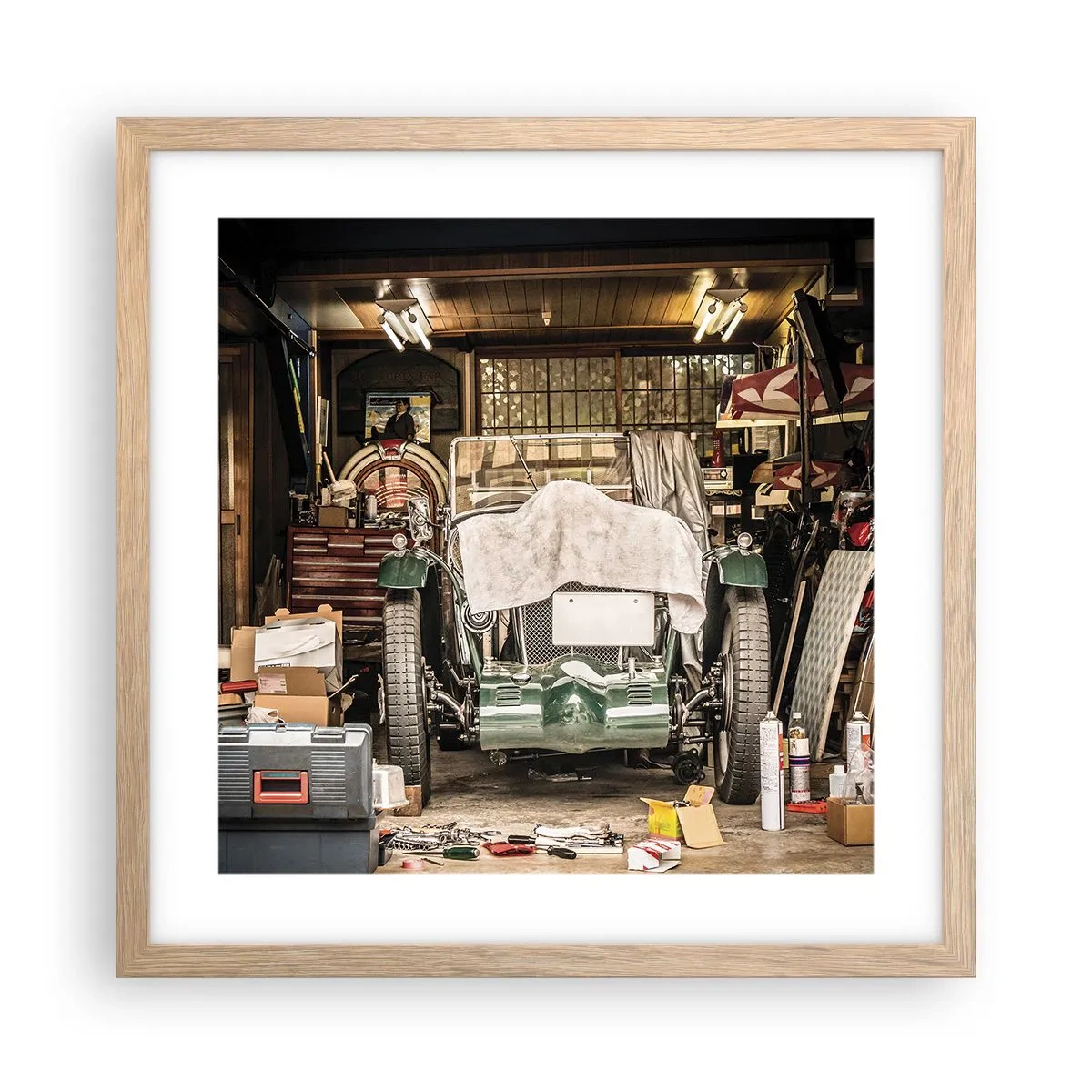 Póster en marco roble claro - Volver al pasado - 40x40 cm