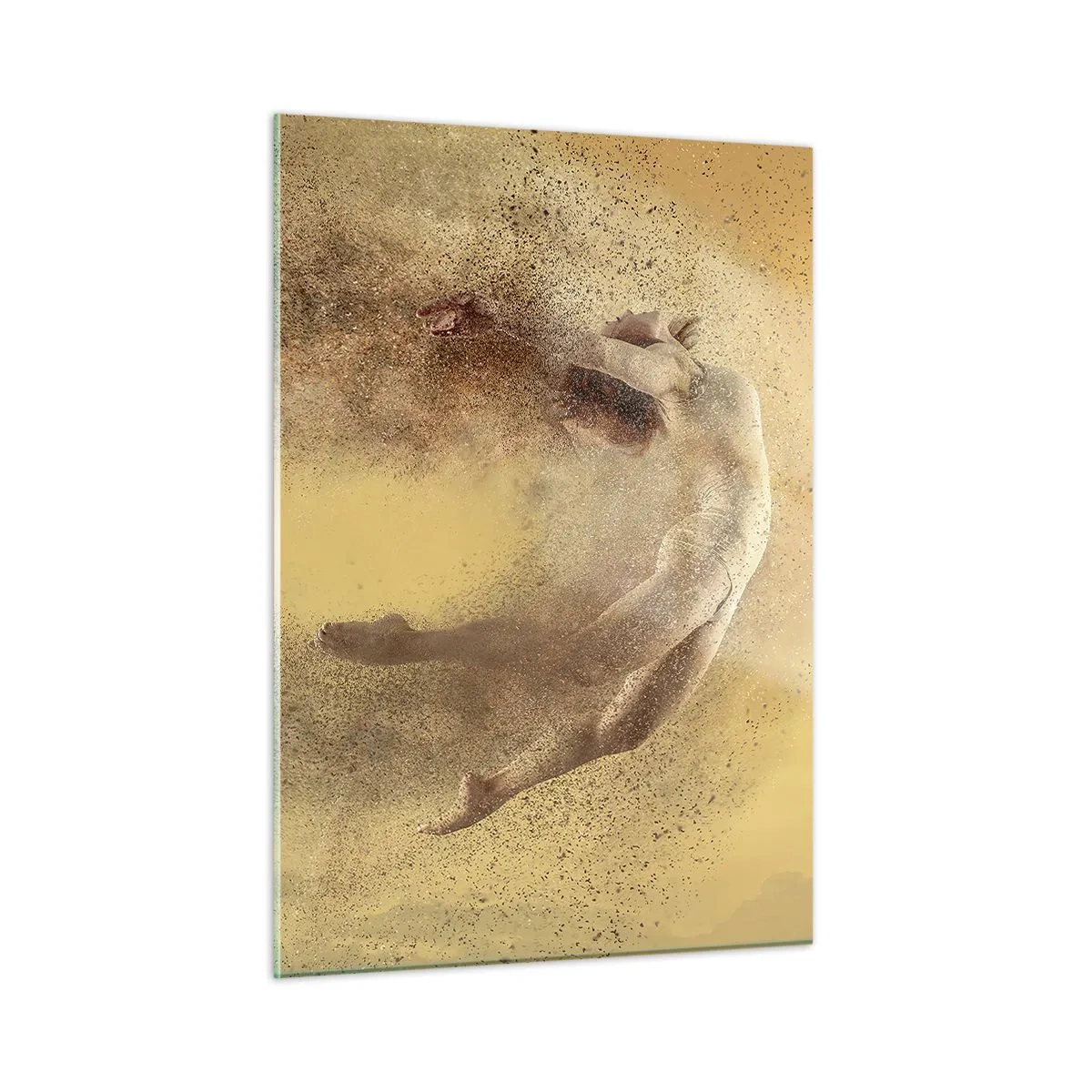 Cuadro sobre vidrio - Impresiones sobre Vidrio - Una bailarina en una composición dinámica sobre un fondo dorado. - 50x70cm - En una exaltación danzante - Decoración de pared moderna para salón y dormitorio ARTTOR