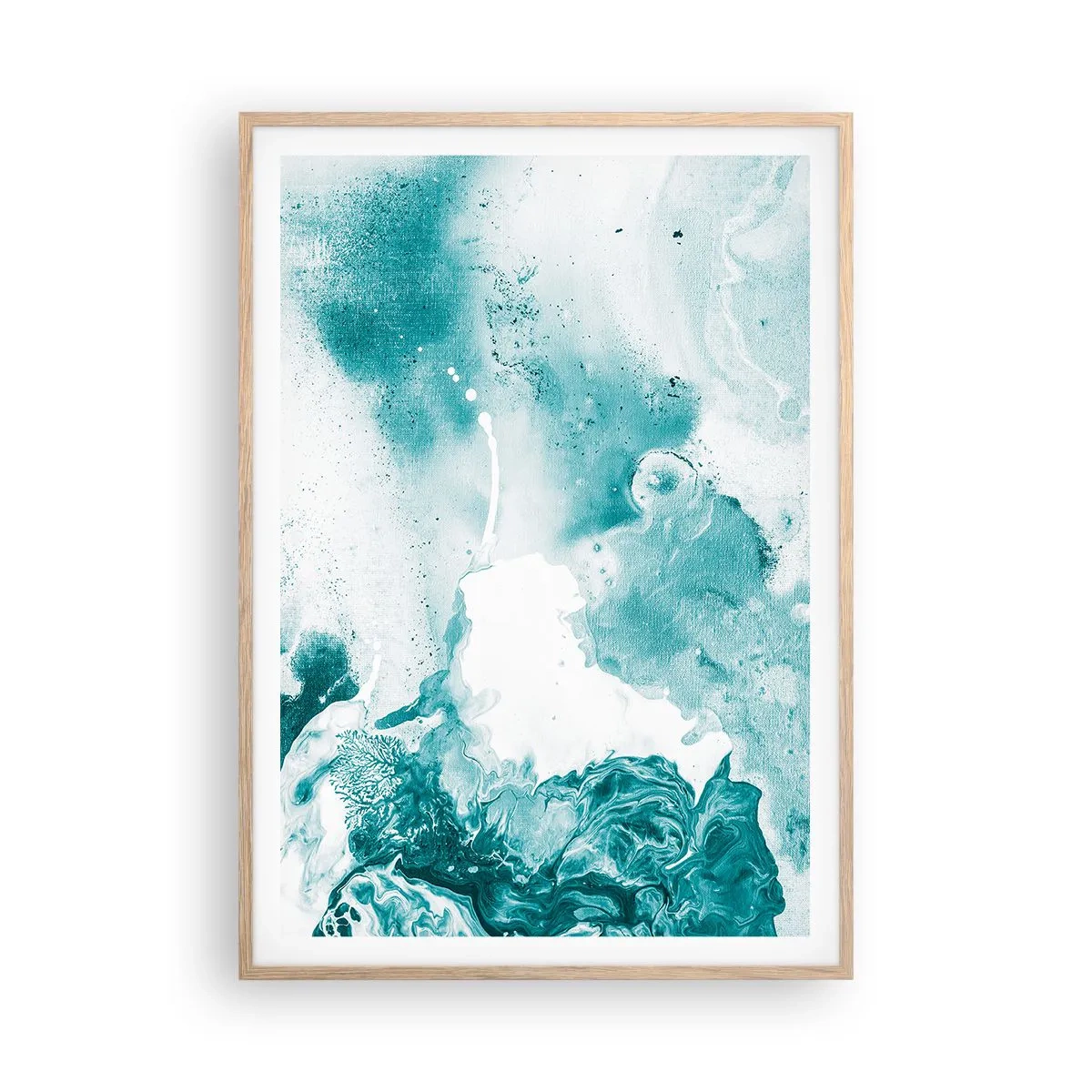 Póster en marco roble claro - Remansos de azul - 70x100 cm