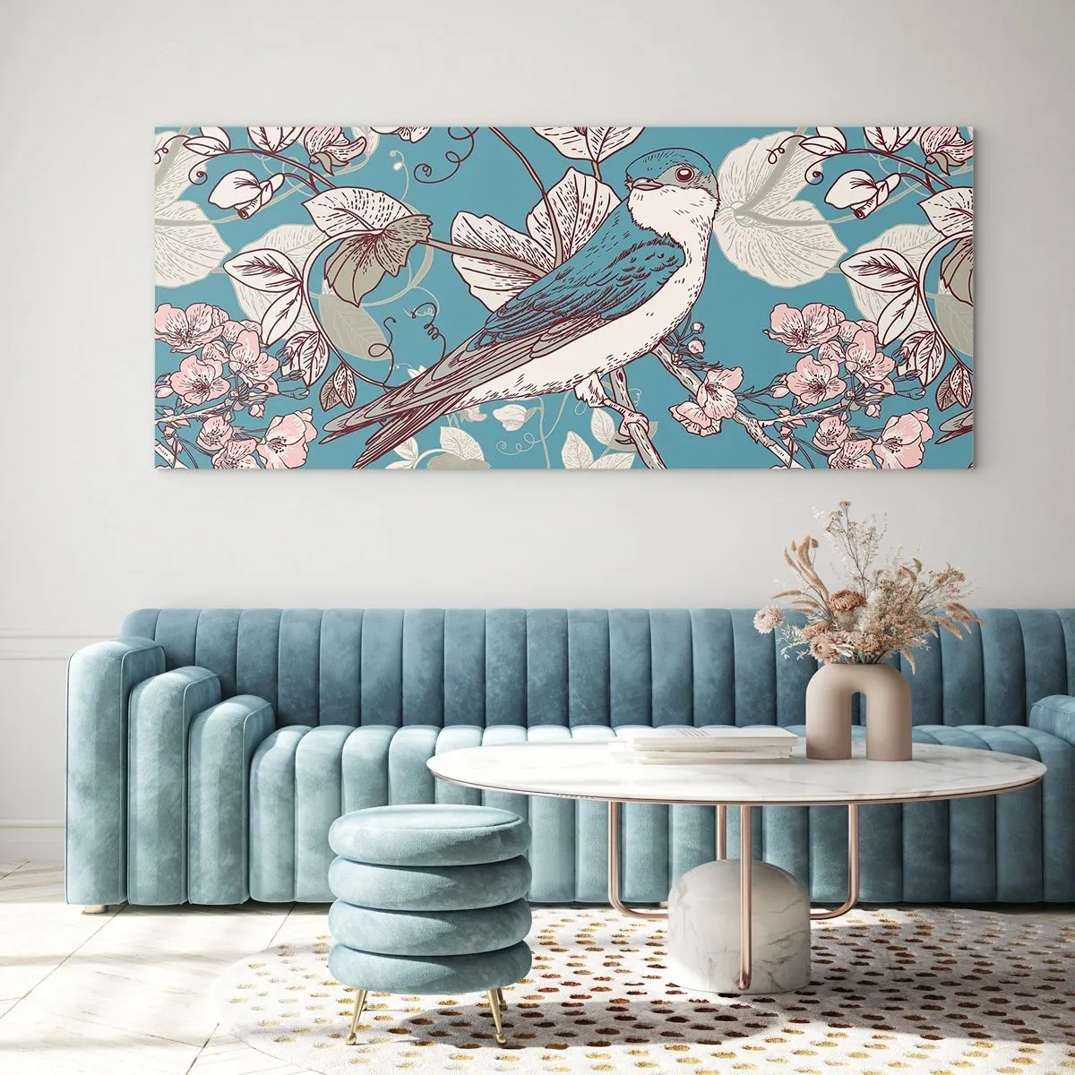 Cuadro sobre vidrio - Impresiones sobre Vidrio - En el cerezo - 100x40 cm